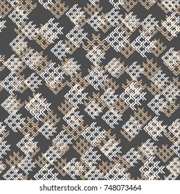 Abstract Seamless Geometric Dynamic Pattern, Fashion Urban Repeated Backdrop for Boys, Textile, Wrapping Paper, Trendy Lines Elements, Triangles, Arrows Tech Design Elements,  Irregular Patches