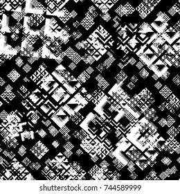 Abstract Seamless Geometric Dynamic Sport Pattern, Fashion Urban Repeated Backdrop for Boys, Textile, Wrapping Paper, Trendy Lines Elements, Triangles, Arrows Tech Design Elements,  Irregular Patches