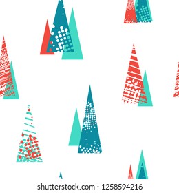 Abstract seamless geometric fir tree pattern.