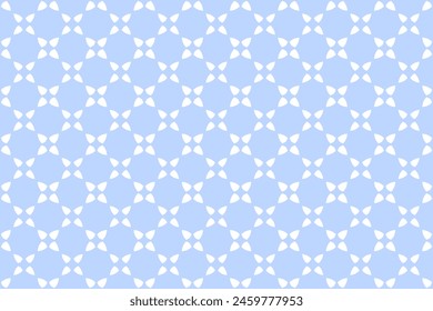 Abstractas sin costura geométrica floral azul claro y patrón blanco. Arte vectorial.