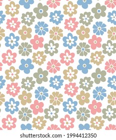 Abstract Seamless geometric floral pattern. Vector illustration spring flower background, can be used for textile. 