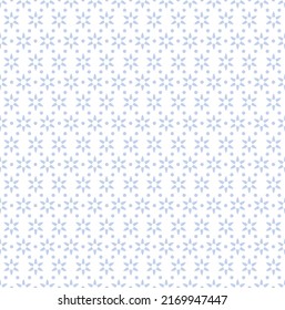 Abstract seamless geometric floral pattern. Blue and white texture. Vector art.
