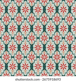 Abstractas patrón floral geométrico sin fisuras fondo de estilo retro. Adorno decorativo de repetición para textiles u otro impreso.