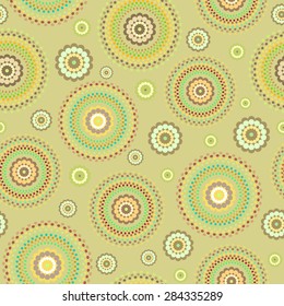 Abstract Seamless geometric floral pattern of  circles. Vector illustration