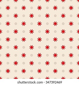 Abstract Seamless geometric floral pattern on beige background. Symmetrically repeating pattern. Vector Illustration