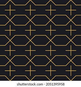 Abstract seamless geometric gold linear pattern for packaging, design of luxury products. Vector illustration for wallpaper, surface, web design, textile, décor.