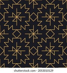 Abstract seamless geometric gold linear pattern for packaging, design of luxury products. Vector illustration for wallpaper, surface, web design, textile, décor.
