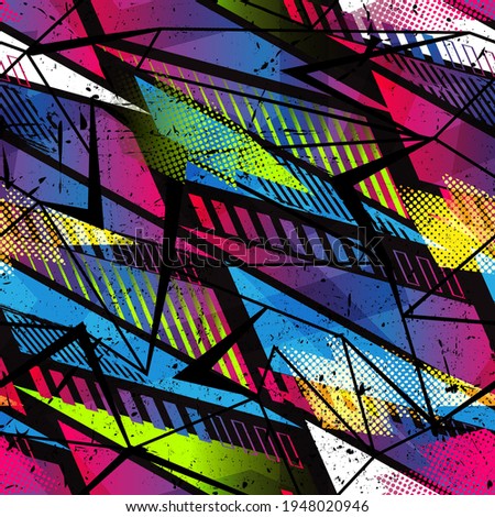 Abstract seamless geometric haotic pattern with scuffed, drops, sprays.  background for vinyl wrap and decal. Grunge urban repeated backdrop for textile, sport wear, print.