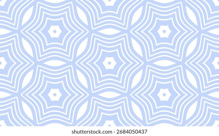 Abstract Seamless Geometric Hexagons Blue Pattern. Vector Art.