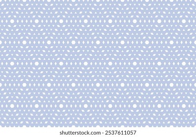 Abstraktes Muster nahtloser geometrischer Sechsecke, Diamanten und Dreiecke. Hellblaue Textur. Vektorkunst.