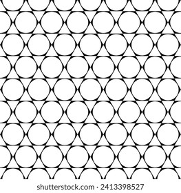 Resumen de Hexagones Geométricos sin Marea Triángulos y Círculos Patrón blanco y negro. Arte vector.