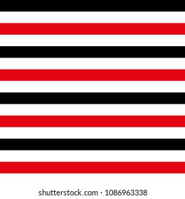 Abstract seamless geometric horizontal striped pattern with red, black and white stripes. Vector illustration. Background of sweet candies and Christmas.