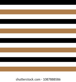 Abstract seamless geometric horizontal striped pattern with gold, black and white stripes. Vector illustration. Luxury background of sweet candies and Christmas.