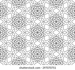 Abstract Seamless Geometric Islamic Wallpaper. Vector Arabic Black White Pattern