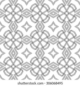 Abstract Seamless Geometric Islamic Wallpaper. Vector Arabic Black White Pattern. 