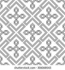 Abstract Seamless Geometric Islamic Wallpaper. Vector Arabic Black White Pattern. 