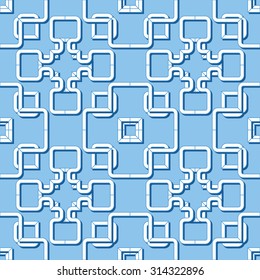 Abstract Seamless Geometric Islamic Wallpaper. Vector Arabic Monochrome Blue Pattern. Lace Texture