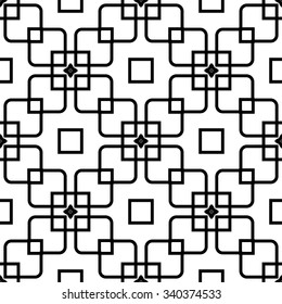 Abstract Seamless Geometric Islamic Wallpaper. Vector Arabic Black White Pattern. 