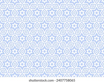 Abstract Seamless Geometric Light Blue and White Pattern. Vector Art.