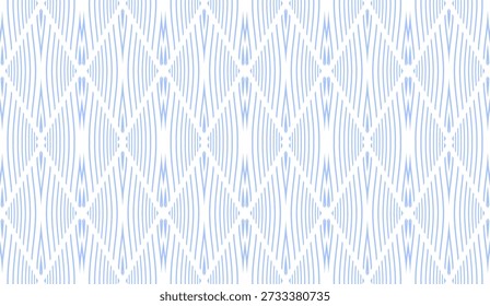 Abstract Seamless Geometric Light Blue Diamonds Pattern. Lines Texture. Vector Art.