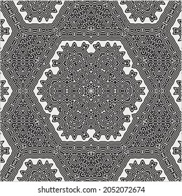 Resumen Las líneas geométricas sin soldadura patrón rayas negras y blancas.Efecto zigzag de ilusión óptica. Baldosa geométrica en op art. Diseño futurista y vibrante, fondo vectorial ilusivo.
