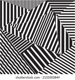 Abstrakte Nahtlose geometrische Linien Muster Streifen.Optische Illusion Zickzag-Effekt. Geometrische Kacheln in Op Art. Futuristisches und lebendiges Design, schwarz-weißer Streifen-Hintergrund. 