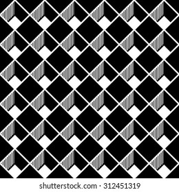 Abstract seamless geometric monochrome diagonal pattern. Vector texture background.