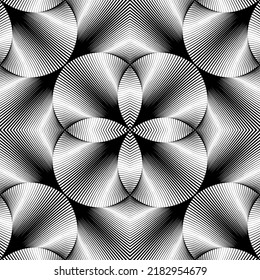 Abstract Seamless Geometric Op Art Pattern. Lines texture. Vector art.