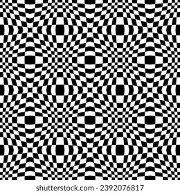 Abstract Seamless Geometric Op Art Black and White Pattern. Vector Art.