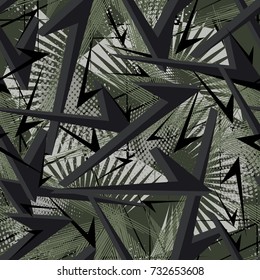 Abstract seamless geometric pattern background grunge. Camouflage military background.