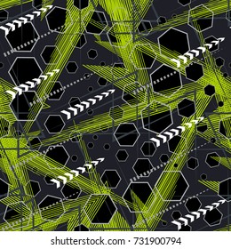 Abstract seamless geometric pattern background.With squares, star, triangles, scuffed, drops, sprays, and ink droplets. Grunge, texture pattern. Wallpaper for boys and girls. Urban colorful backdrop.