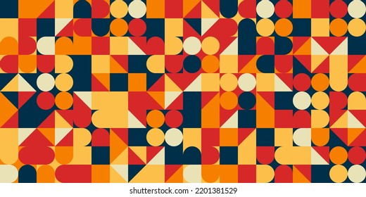 Abstract seamless geometric pattern - bauhaus style print design - simple repeating shapes mosaic background.