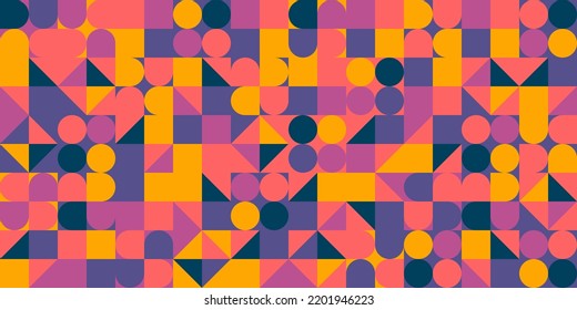 Abstract seamless geometric pattern - bauhaus style print design - simple repeating shapes mosaic background.