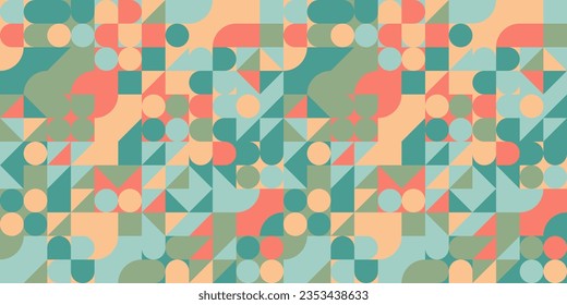 Abstract seamless geometric pattern - bauhaus style print design - simple repeating shapes mosaic background.