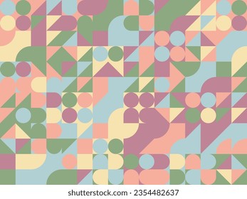 Abstract seamless geometric pattern - bauhaus style print design - simple repeating shapes mosaic background.