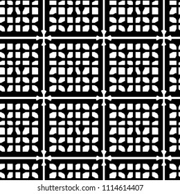 Abstract seamless geometric pattern. black and white repeated backdrop for sport textile, clothes, wrapping paper. Grid repeating. Monochrome ornament. 