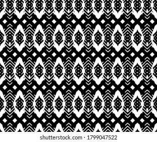 Abstract seamless geometric pattern. Black and white geometrical ornament. Monochrome web. Grid repeated print.