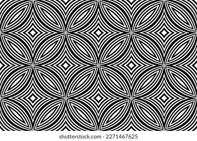 Abstract Seamless Geometric Pattern. Black and White Texture. Vector Art.