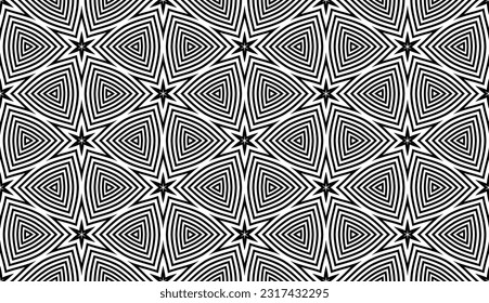 Abstract Seamless Geometric Pattern. Black and White Texture. Vector Art.