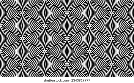 Abstract Seamless Geometric Pattern. Black and White Texture. Vector Art.