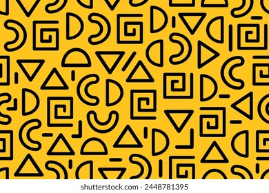 Abstractas patrón geométrico sin fisuras en colores negro y amarillo. Simple minimalista moderno patrón de repetición con Elementos geométricos planos.
