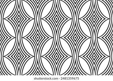 Abstract Seamless Geometric Pattern. Black and White Texture. Vector Art.