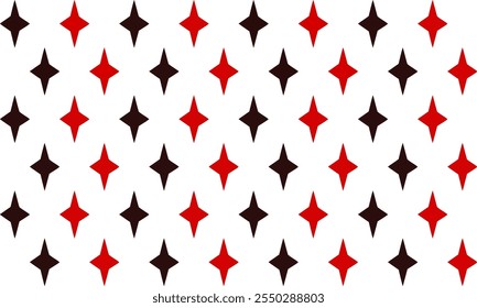 Abstract Seamless geometric pattern with black and red stars checkerboard background. Vector illustration, repeat diamond star pattern design for fabric printing, star patter
