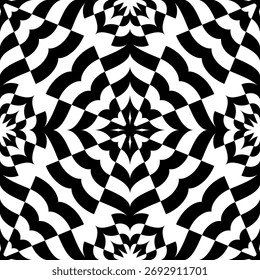 Abstract Seamless Geometric Pattern. Black and White Texture.
