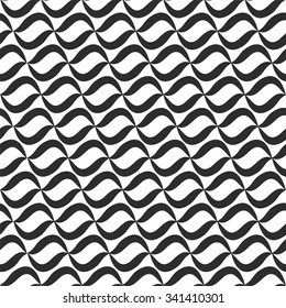 Abstract seamless geometric pattern - black waves on white