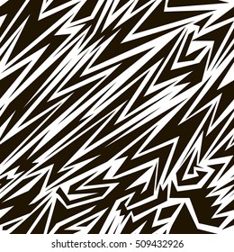 Abstract seamless geometric pattern. Black and white background with lightnings. Strong wallpaper for boys and girls