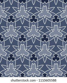 Abstract seamless geometric pattern of blue and white shades