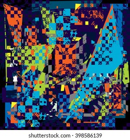 Abstract seamless geometric pattern for boy. Modern creative background with triangle, rectangle, lines, dots. Grunge urban wallpaper for guys. 