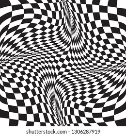 Abstract seamless geometric pattern with chess field. Abstract surreal texture.