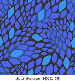 Abstract seamless geometric pattern. Colorful rhombuses. Stylish background with hand drawn scale. Squama. Snake skin texture. Vector illustration with leaves. 